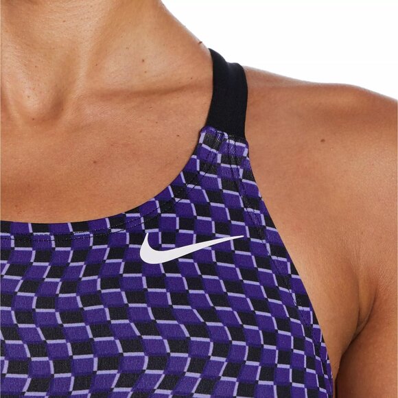 NWT Nike Women's Drippy Check Fastback Swimsuit - Picture 3 of 5